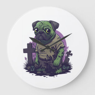 Zombie Pug � Onsterfelijk Grappige Halloween Hond Grote Klok