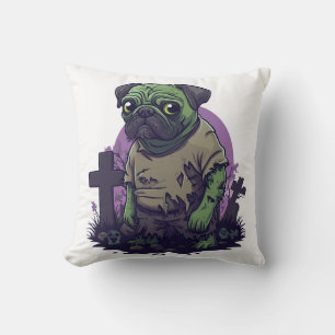 Zombie Pug � Onsterfelijk Grappige Halloween Hond Kussen