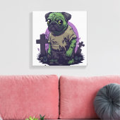 Zombie Pug � Onsterlijk Grappige Halloween Hond Canvas Afdruk (Insitu (Woonkamer))
