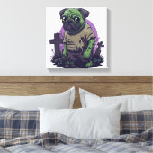 Zombie Pug � Onsterlijk Grappige Halloween Hond Canvas Afdruk (Insitu (Slaapkamer))