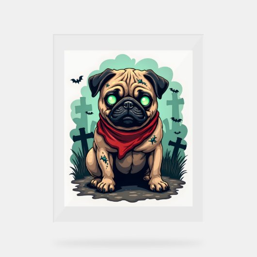 Zombie Pug Parade Acryl Bord (Voorkant)