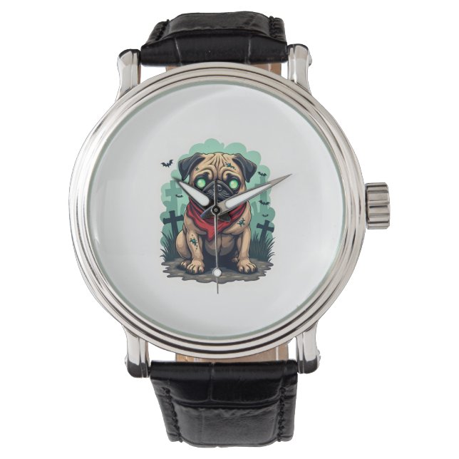 Zombie Pug Parade Horloge (Voorkant)