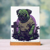 Zombie Pug � Undead Funny Halloween Dog Acryl Bord (Neutraal)