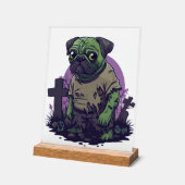 Zombie Pug � Undead Funny Halloween Dog Acryl Bord (Hoek)