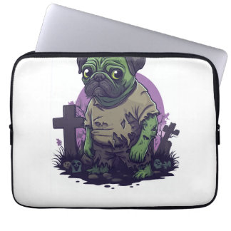 Zombie Pug � Undead Funny Halloween Dog Laptop Sleeve