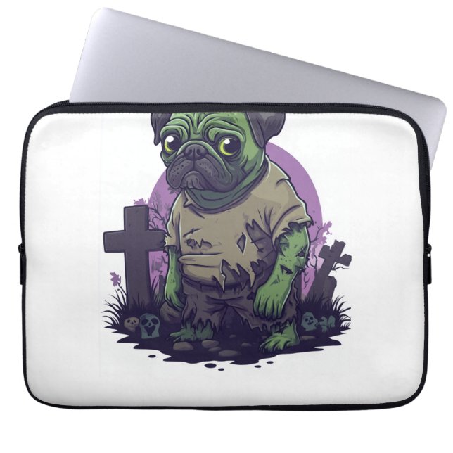 Zombie Pug � Undead Funny Halloween Dog Laptop Sleeve (Voorkant)