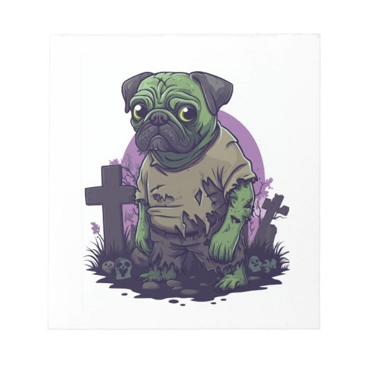 Zombie Pug � Undead Funny Halloween Dog Notitieblok (Voorkant)