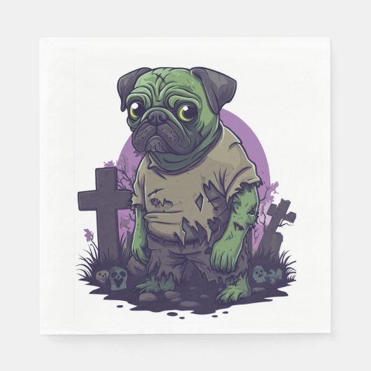 Zombie Pug � Undead Funny Halloween Dog Servet (Voorkant)