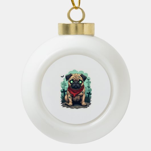 Zombie Pugs Optocht Keramische Bal Ornament (Voorkant)