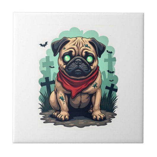 Zombie Pugs Optocht Tegeltje (Voorkant)