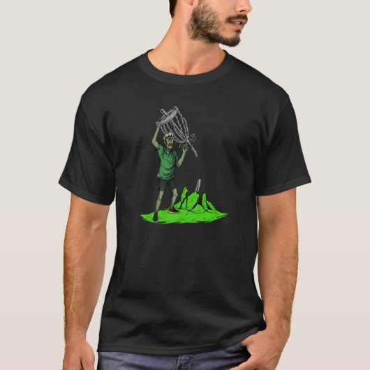 Zombie Pulling Basket Out Of Ground Zombie Disc Go T-shirt (Voorkant)