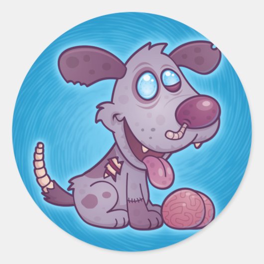 Zombie Puppy Ronde Sticker (Voorkant)