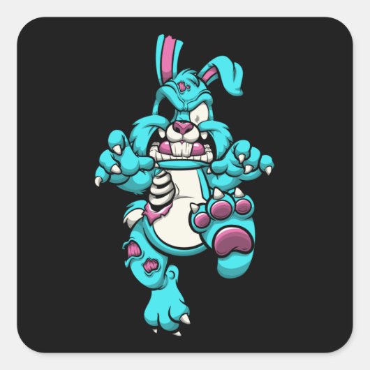 Zombie Rabbit Halloween Cartoons Character Vierkante Sticker (Voorkant)