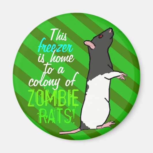Zombie rat ronde magneet (zwarte capuchon rat) (Voorkant)