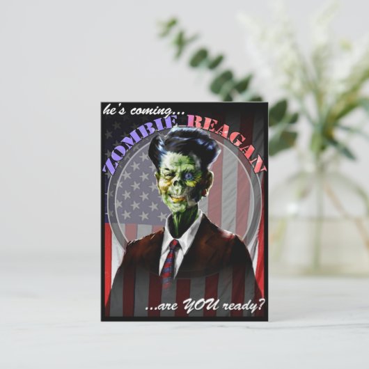 Zombie Reagan Post Card Briefkaart (Staand voorkant)