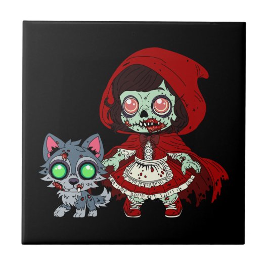 Zombie Red Riding Hood Tegeltje (Voorkant)
