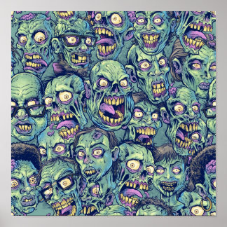 Zombie Reeatable Pattern Poster