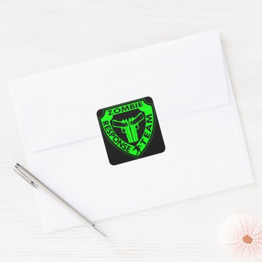 Zombie-responsteam Vierkante Sticker (Envelop)
