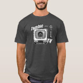 Zombie Retro TV - Stijl 3 zwart-wit T-shirt (Voorkant)