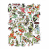Zombie Retro Vrouwen Sticker (Voorkant)