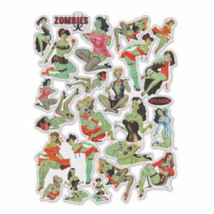 Zombie Retro Vrouwen Sticker