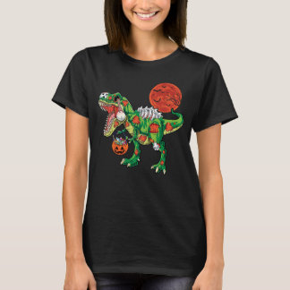 Zombie rex dinosaurus skelet Halloween kinderkostu T-shirt