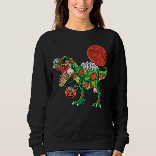 Zombie rex dinosaurus skelet Halloween kinderkostu Trui (Voorkant)