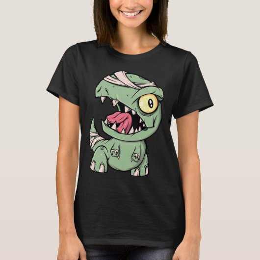 Zombie Rex Dinosaurus voor jongens Mummy Halloween T-shirt (Voorkant)