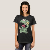 Zombie Rex Dinosaurus voor jongens Mummy Halloween T-shirt (Voorkant volledig)