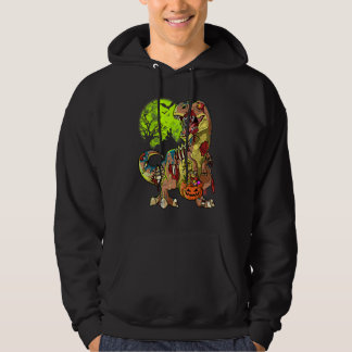 Zombie Rex Halloween Boys Kids Pumpkin Dinosaur Re Hoodie