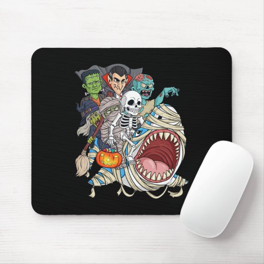 Zombie Rijden Mummy Shark Vampire Halloween Pumpki Muismat (Met muis)