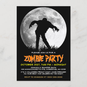 Zombie Rises Apocalypse Party Full Moon Halloween Kaart