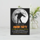 Zombie Rises Apocalypse Party Volle Maan Halloween Kaart (Staand voorkant)
