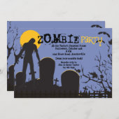 Zombie Rises Halloween Party Invitation Kaart (Voorkant / Achterkant)