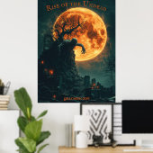 Zombie Rising Halloween met Volle Maan & Grafveld Poster (Thuiskantoor)