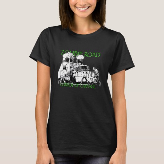 Zombie Road konvooi van bloedbad T-shirt (Voorkant)