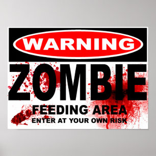 ZOMBIE ROAD SIGN POSTER
