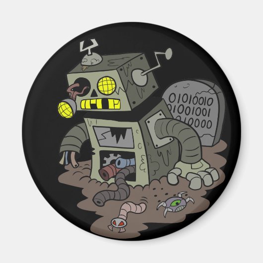 Zombie Robot Button Magneet (Voorkant)