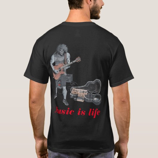 Zombie Rock Guitar Musician Fantasy Art T-shirt (Achterkant)