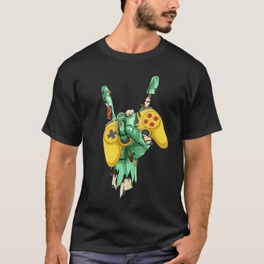 Zombie Rock Hand Holding Gaming Controller T-shirt (Voorkant)