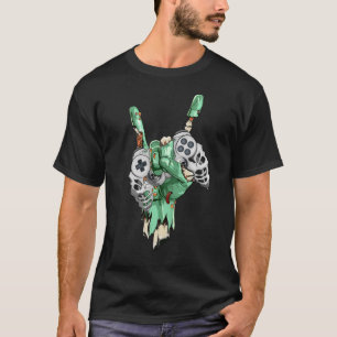Zombie Rock Hand Holding Skeleton Gaming Controlle T-shirt