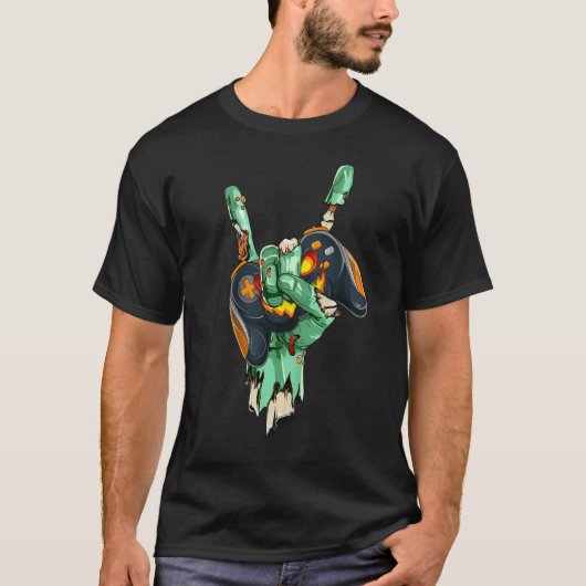Zombie Rock Hand met Monster Gaming Controller T-shirt (Voorkant)
