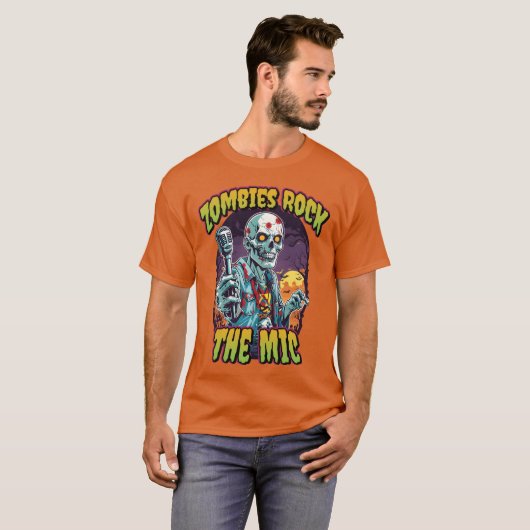 Zombie Rockhe Mic For Rockstars Music Zombie famil T-shirt (Voorkant volledig)