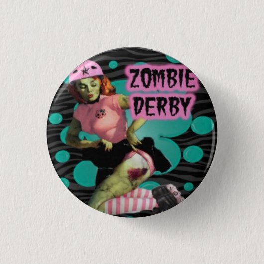 Zombie Roller Derby Girl Ronde Button 3,2 Cm (Voorkant)