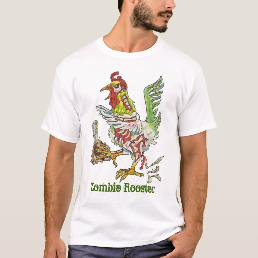 Zombie Rooster Chicken Halloween Art T-shirt (Voorkant)