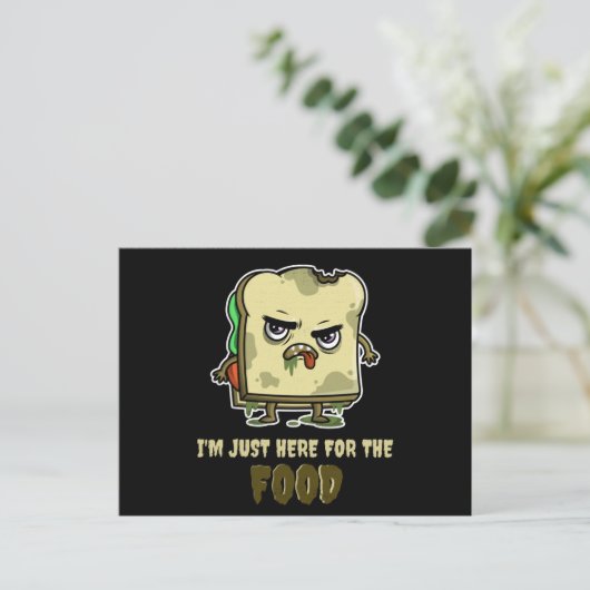 Zombie Sandwich Toast Grappige Halloween Kawaii Briefkaart (Staand voorkant)