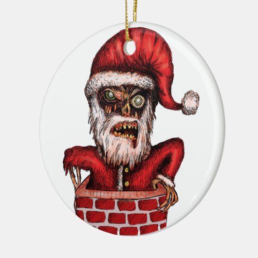 Zombie Santa Keramisch Ornament (Links)