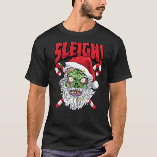 Zombie Santa Sleigh kersthil Santa Claus Hor T-shirt (Voorkant)