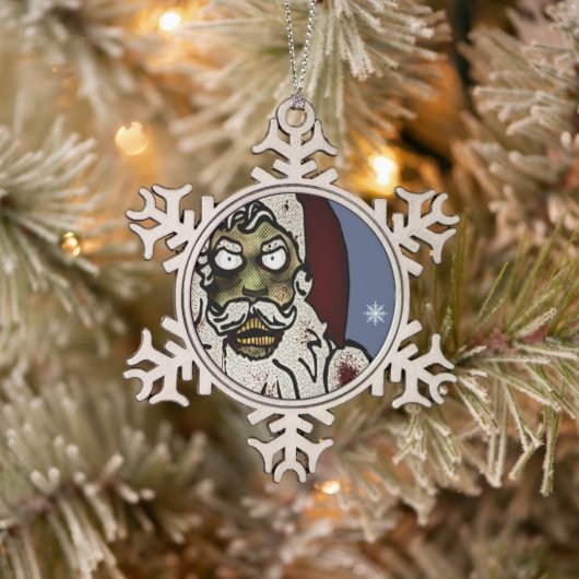 Zombie Santa Tin Sneeuwvlok Ornament (Boom)