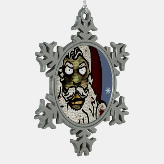 Zombie Santa Tin Sneeuwvlok Ornament (Links)